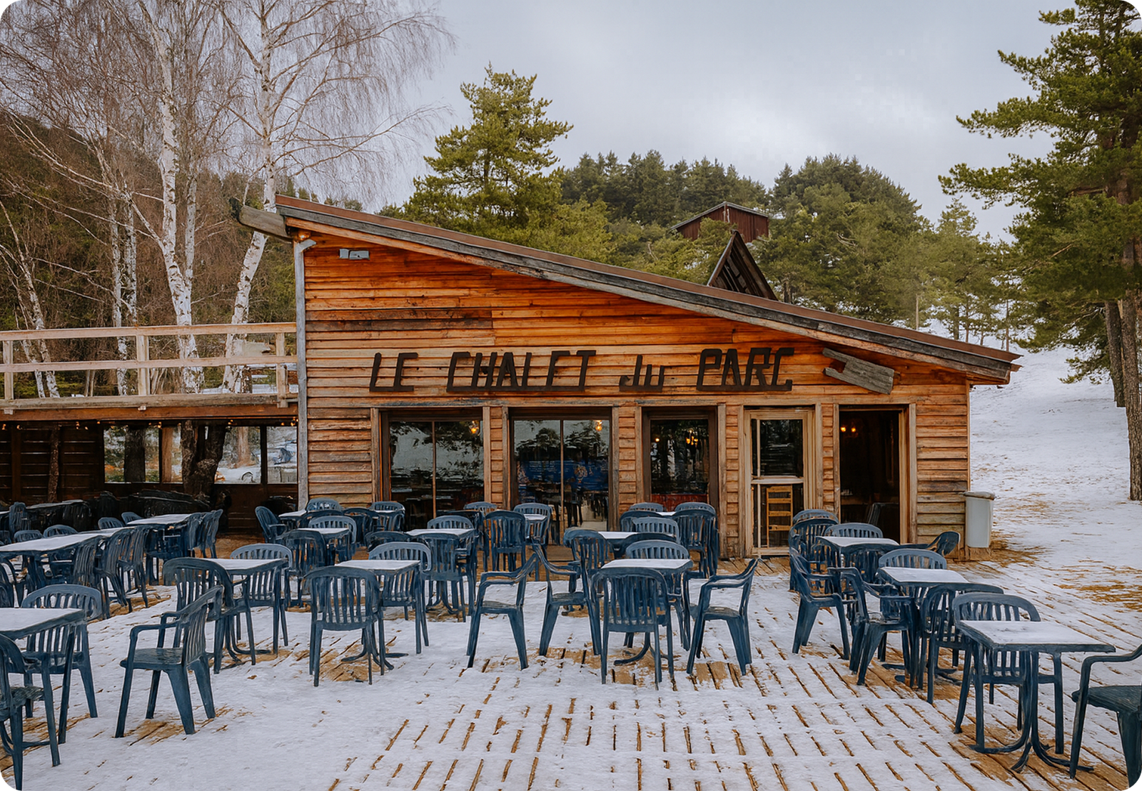 La terrasse du chalet du parc